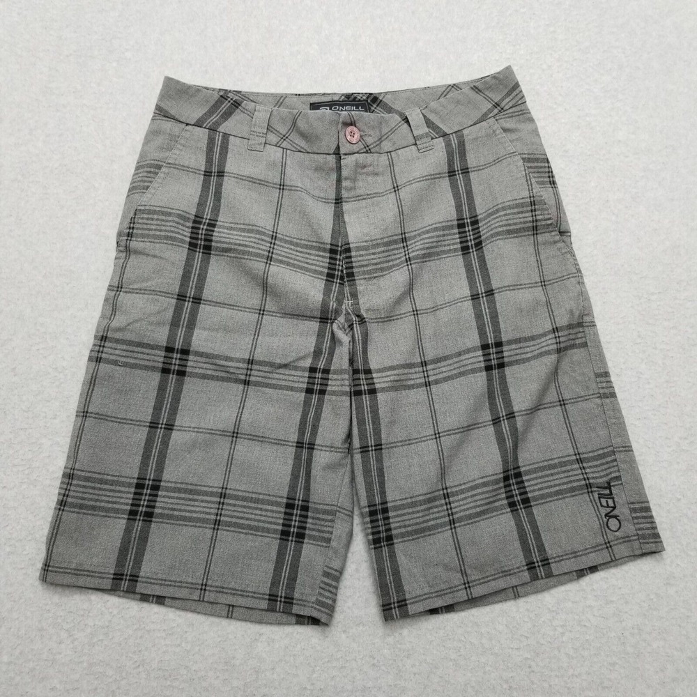 Oneill Shorts‎ Mens 30 Gray Plaid Chino Pockets Casual Outdoor Lightweight